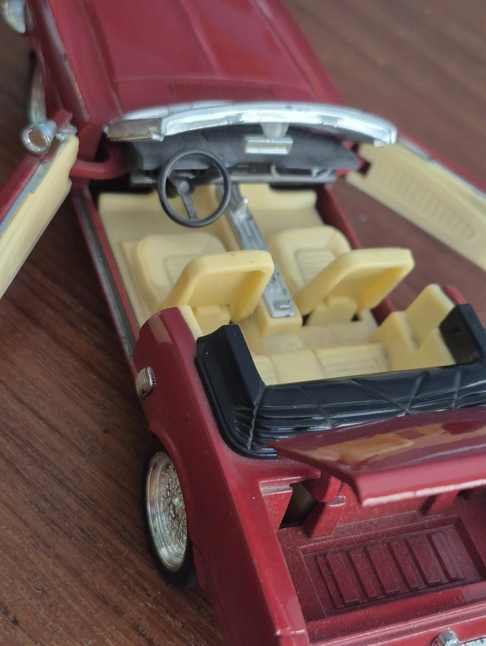 Vintage Metal Plastic Red Convertible Toy Car - Ford Die-Cast Ford Mustang